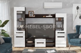 Мебель для гостиной МГС 6 (Исполнение 1/Венге/Белый глянец) в Новокузнецке - novokuzneck.katalogmebeli.com | фото